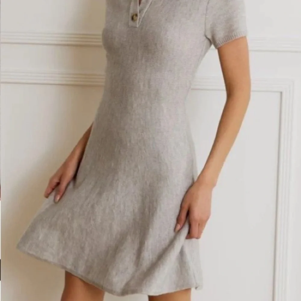 Sunday Edition- Short Sleeve Sweater Dress-Gray-Size Large